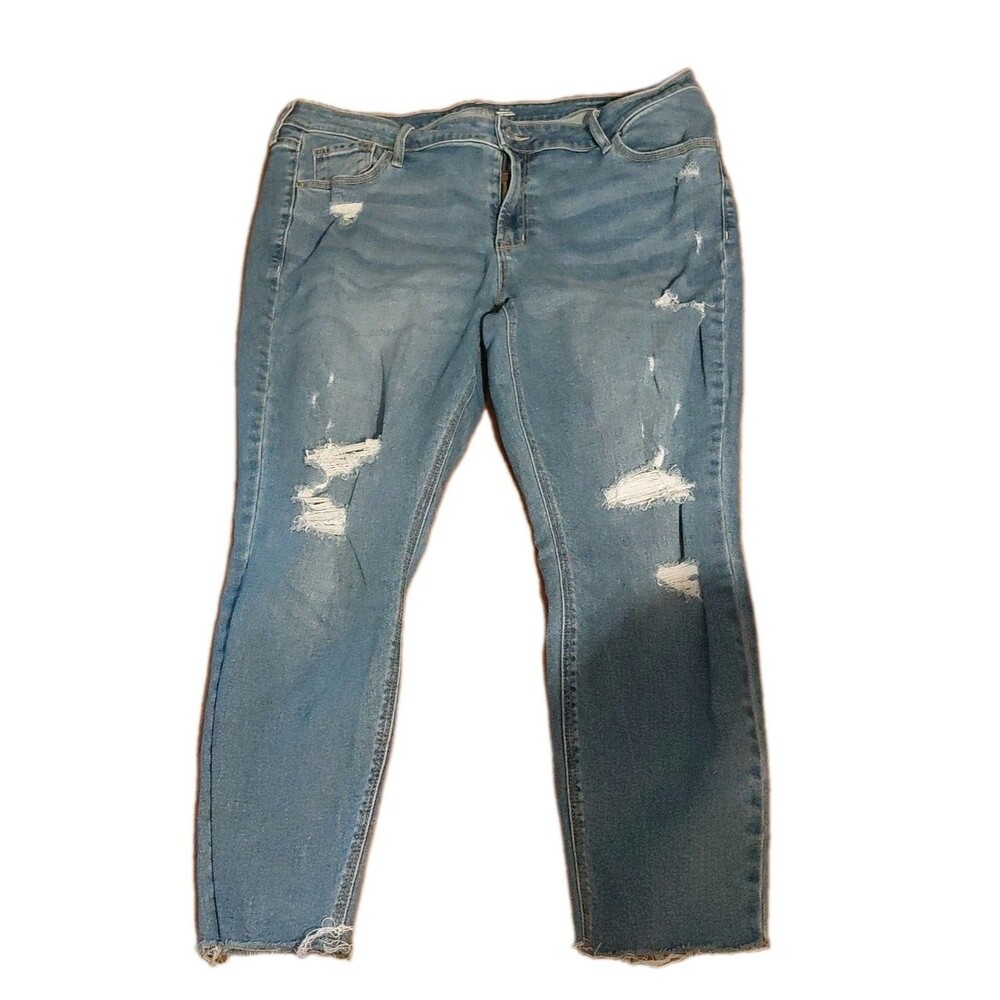 Old Navy Rockstar Women's Distressed Skinny Jeans Size 18 Stretchy Mid-Rise